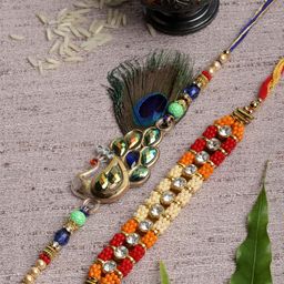 PANASH Men Set Of 2 Peacock Shaped Handcrafted Rakhis-image-89