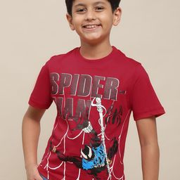 Kids Ville Boys Spider-Man Printed Pure Cotton Tshirt-image-97