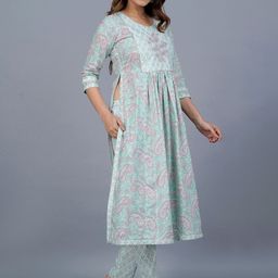 JAIPURI COLLECTION Ethnic Motifs Printed Pure Cotton Kurta with Trouser-image-9