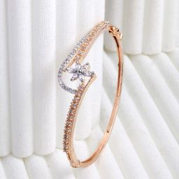 Kennice Women Cubic Zirconia Rose Gold-Plated Bangle-Style Bracelet-image-44