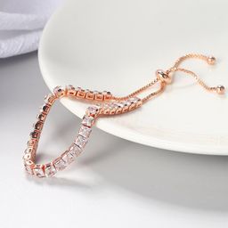 Jewels Galaxy Cubic Zirconia Rose Gold-Plated Wraparound Bracelet-image-90