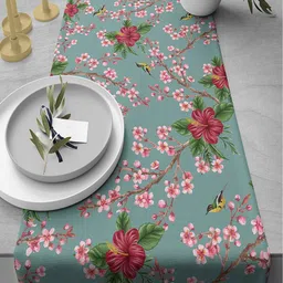 India Circus by Krsnaa Mehta Blue & Red 230 GSM Floral Paradise Printed Table Runner-9