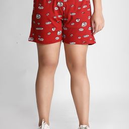 Dream of Glory Inc Women Red Conversational Printed Hot Pants Shorts-picture-38
