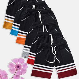 BAESD Kids Pack of 6 Striped Mid-Rise Cotton Regular Shorts-13