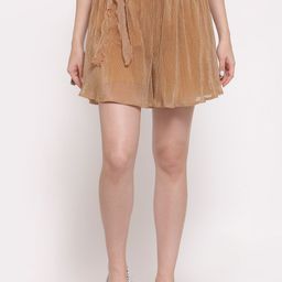 LELA Women Beige Pleated Shorts-image-12
