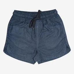 KiddoPanti Girls Navy Blue Regular Fit Checked Printed Cotton Hot Pants Shorts-image-20