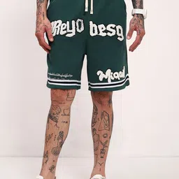 SHOWOFF Men Typography Embellished Regular Fit Cotton Shorts-image-72