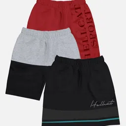 HELLCAT Boys Pack Of 3 Typography Printed Cotton Shorts-54