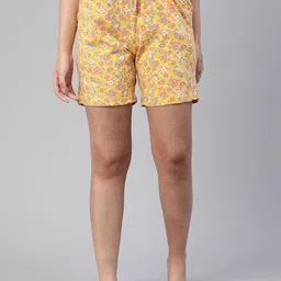 LYRA Women Floral Printed Mid-Rise Regular Fit Cotton Shorts-image-35