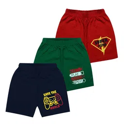 MIST N FOGG Unisex Kids Pack Of 3 Printed Cotton Shorts-32