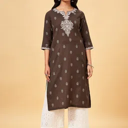 RANGMANCH BY PANTALOONS Floral Embroidered Straight Kurta-picture-13