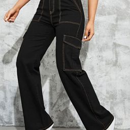 Next One Women Smart Wide Leg High-Rise Clean Look Stretchable Cargo Jeans-picture-25