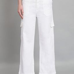 BAESD Women White Jean Relaxed Fit High-Rise Clean Look Cotton Cargo Jeans-image-41