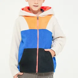 Cherry Crumble Boys Cream-Coloured & Blue Colourblocked Hooded Sweatshirt-image-95
