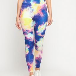 Clovia Snug Fit Ankle-Length High-Rise Marble Print Active Tights-20