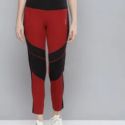 Alcis Women Maroon and Black Colourblocked Tights-image-97