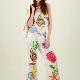 StyleCast x Revolte Women Abstract Printed Loose Fit Pleated Trousers-image-59