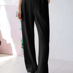 Next One Women Loose Fit High-Rise Easy Wash Cotton Smart Pleated Trousers-picture-36