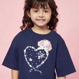 SPUNKIES Girls Humour & Comic Printed Drop-Shoulder Sleeves Oversize Fit Cotton Crop T-shirt-image-73