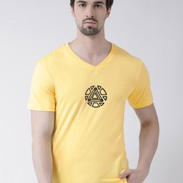 Friskers Geometric Printed V-Neck Cotton T-shirt-image-66
