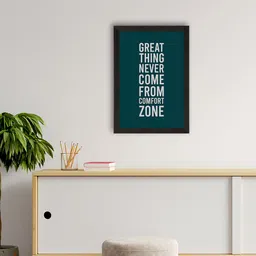 eCraftIndia Teal Blue & White Motivational Quote Satin Matt Texture UV Art Painting-image-81