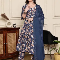 Rajnandini Women Floral Printed Regular Kurta With Trousers & Dupatta-52