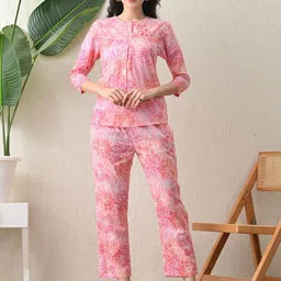 GLITO Printed Pure Cotton Top With Trousers Co-Ords-50