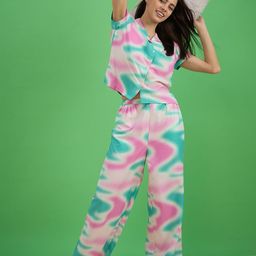 Sweet Dreams Women ColourblockedLapel Collar Shirt & Pyjamas Night suit-picture-26