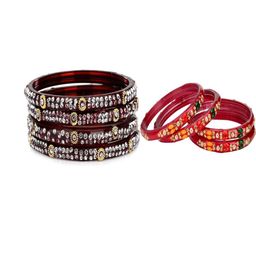 SOMIL Set of 8 Maroon Alloy Bangles-image-74