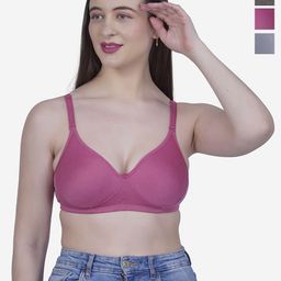 SHYAM SONS FLAIR Navya Pack Of 3 Full Coverage Cotton Lightly Padded T-shirt Bras-image-96