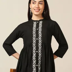 Moda Rapido Women Embroidered Mandarin Collar Crepe Top-image-82
