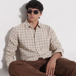 SHOWOFF Checked Spread Collar Long Sleeves Comfort Slim Fit Casual Cotton Shirt-picture-42