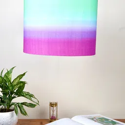 Grated Ginger Sea Green & Yellow Ombre Printed Cotton Ceiling Lamp-32