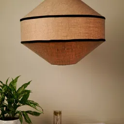 Grated Ginger Beige & Black Urban Jute Traditional Pendant Hanging/Ceiling Lamp-0