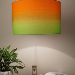 Grated Ginger Orange and Green Ombre Dyed Traditional Hanging Ceiling Lamp-6