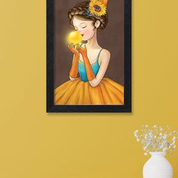 nest ART Brown & Orange Coloured Beautiful Cartoon Printed Framed Wall Art-17