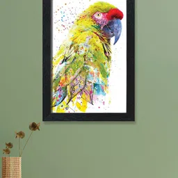 nest ART White & Green Parrot Printed Framed Wall Art-picture-51