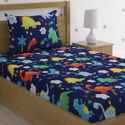 HOSTA HOMES Multicoloured Cartoon Characters 220 TC Single Bedsheet With 1 Pillow Covers-image-49