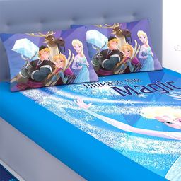 Disney Blue & Pink Cartoon Characters 180 TC King Bedsheet with 2 Pillow Covers-image-59