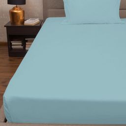 PETAL HOME Blue 300 TC Cotton Single Bedsheet with 1 Pillow Covers-image-17