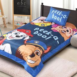 Saral Home Kids Blue Cartoon Characters 180 TC Single Bedsheet with 1 Pillow Covers-15