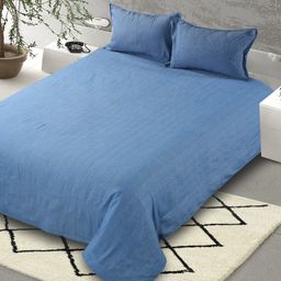 Saral Home Blue 160 TC King Bedsheet with 2 Pillow Covers-image-15