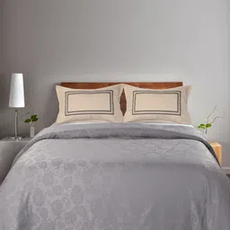 Saral Home Grey & Beige Floral 160 TC King Bedsheet with 2 Pillow Covers-image-36