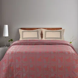 Saral Home Rust & Grey Floral Cotton 160 TC King Bedsheet with 2 Pillow Covers-22
