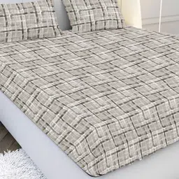 MAYFAIR HOMES LONDON Olive Green & White Geometric 120 TC King Bedsheet with 2 Pillow Covers-picture-14