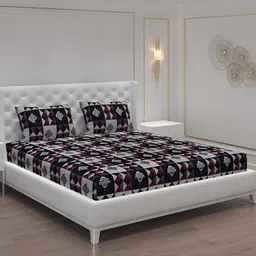 Moca By Monte Carlo Navy Blue Ethnic Motifs 120 TC 2 Queen Bedsheet with 4 Pillow Covers-image-54