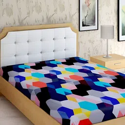 Supreme Home Collective Blue & black Microfiber 144 TC Single Bedsheet-image-59