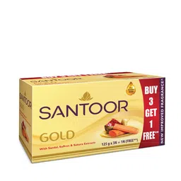 Santoor Gold Soaps with Sandal & Saffron Extracts - Buy 3 Get 1 Free - 125g each-37