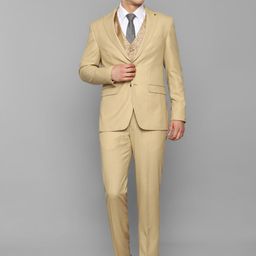 Louis Philippe Men Beige Solid Single-Breasted Slim-Fit Three-Piece Suit-image-87