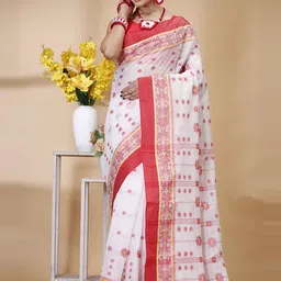 Ruuprekha Woven Design Pure Cotton Fusion Taant Saree-picture-40